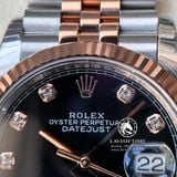 Đồng Hồ Rolex Datejust 36mm 126231-0019 Rep 1:1 Cao Cấp Vỏ Demi Vàng Hồng Mặt Đen Cọc Số Đính Đá Dây Kim Loại Julibee
