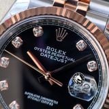Đồng Hồ Rolex Datejust 36mm 126231-0019 Rep 1:1 Cao Cấp Vỏ Demi Vàng Hồng Mặt Đen Cọc Số Đính Đá Dây Kim Loại Julibee