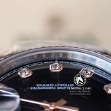 Đồng Hồ Rolex Datejust 36mm 126231-0019 Rep 1:1 Cao Cấp Vỏ Demi Vàng Hồng Mặt Đen Cọc Số Đính Đá Dây Kim Loại Julibee