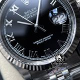 Đồng Hồ Rolex Datejust 36mm 116234-0085 Rep 1:1 Chế Tác Vỏ Bạc Mặt Đen Cọc Số La Mã Dây Kim Loại Jubilee