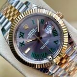 Đồng Hồ Rolex Datejust 41mm 126333-0020 Rep 1:1 Chế Tác Vỏ Demi Bọc Vàng Mặt Xám Cọc Số La Mã Dây Kim Loại Jubilee