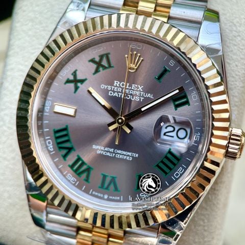 Đồng Hồ Rolex Datejust 41mm 126333-0020 Rep 1:1 Chế Tác Vỏ Demi Bọc Vàng Mặt Xám Cọc Số La Mã Dây Kim Loại Jubilee