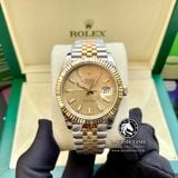 Đồng Hồ Rolex Datejust 41mm 126333-0010 Rep 1:1 Chế Tác Vỏ Demi Bọc Vàng Mặt Vàng Cọc Số Vạch Dây Kim Loại Jubilee