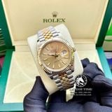Đồng Hồ Rolex Datejust 41mm 126333-0010 Rep 1:1 Chế Tác Vỏ Demi Bọc Vàng Mặt Vàng Cọc Số Vạch Dây Kim Loại Jubilee