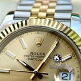 Đồng Hồ Rolex Datejust 41mm 126333-0010 Rep 1:1 Chế Tác Vỏ Demi Bọc Vàng Mặt Vàng Cọc Số Vạch Dây Kim Loại Jubilee