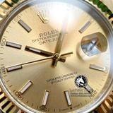Đồng Hồ Rolex Datejust 41mm 126333-0010 Rep 1:1 Chế Tác Vỏ Demi Bọc Vàng Mặt Vàng Cọc Số Vạch Dây Kim Loại Jubilee