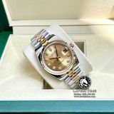 Đồng Hồ Rolex Datejust 36mm 116233 Rep 1:1 Chế Tác Vỏ Demi Bọc Vàng Mặt Vàng Cọc Số Đính Đá Dây Kim Loại Jubilee