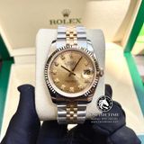 Đồng Hồ Rolex Datejust 36mm 116233 Rep 1:1 Chế Tác Vỏ Demi Bọc Vàng Mặt Vàng Cọc Số Đính Đá Dây Kim Loại Jubilee