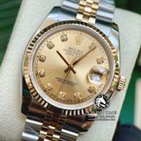 Đồng Hồ Rolex Datejust 36mm 116233 Rep 1:1 Chế Tác Vỏ Demi Bọc Vàng Mặt Vàng Cọc Số Đính Đá Dây Kim Loại Jubilee