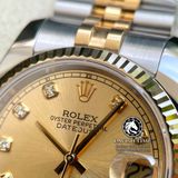 Đồng Hồ Rolex Datejust 36mm 116233 Rep 1:1 Chế Tác Vỏ Demi Bọc Vàng Mặt Vàng Cọc Số Đính Đá Dây Kim Loại Jubilee