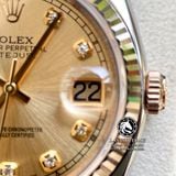 Đồng Hồ Rolex Datejust 36mm 116233 Rep 1:1 Chế Tác Vỏ Demi Bọc Vàng Mặt Vàng Cọc Số Đính Đá Dây Kim Loại Jubilee