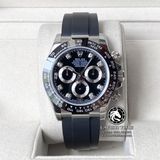 Đồng hồ Rolex Cosmograph Daytona 116519LN-0025 Rep 1:1 Cao Cấp Vỏ Bạc Mặt Đen Dây Cao Su