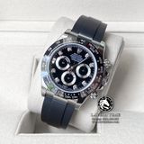 Đồng hồ Rolex Cosmograph Daytona 116519LN-0025 Rep 1:1 Cao Cấp Vỏ Bạc Mặt Đen Dây Cao Su