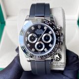 Đồng hồ Rolex Cosmograph Daytona 116519LN-0025 Rep 1:1 Cao Cấp Vỏ Bạc Mặt Đen Dây Cao Su
