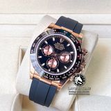 Đồng Hồ Rolex Cosmograph Daytona 116515LN-0012 Rep 1:1 Cao Cấp Vỏ Vàng Hồng Mặt Đen Dây Cao Su