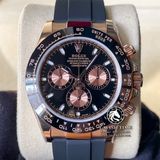 Đồng Hồ Rolex Cosmograph Daytona 116515LN-0012 Rep 1:1 Cao Cấp Vỏ Vàng Hồng Mặt Đen Dây Cao Su