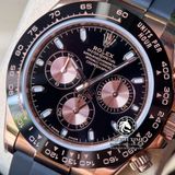 Đồng Hồ Rolex Cosmograph Daytona 116515LN-0012 Rep 1:1 Cao Cấp Vỏ Vàng Hồng Mặt Đen Dây Cao Su