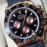 Đồng Hồ Rolex Cosmograph Daytona 116515LN-0012 Rep 1:1 Cao Cấp Vỏ Vàng Hồng Mặt Đen Dây Cao Su