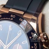 Đồng Hồ Rolex Cosmograph Daytona 116515LN-0012 Rep 1:1 Cao Cấp Vỏ Vàng Hồng Mặt Đen Dây Cao Su