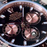 Đồng Hồ Rolex Cosmograph Daytona 116515LN-0012 Rep 1:1 Cao Cấp Vỏ Vàng Hồng Mặt Đen Dây Cao Su