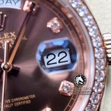 Đồng Hồ Rolex Day-Date 36mm 118235 Rep 1:1 Cao Cấp Vỏ Vàng Hồng Niềng Bezel Đính Đá Mặt Nâu Chocolate Cọc Số Đính Đá Và Ruby Đỏ Dây Kim Loại
