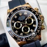 Đồng Hồ Rolex Cosmograph Daytona 116518LN-0078 Rep 1:1 Cao Cấp Vỏ Vàng Kim Mặt Đen Dây Cao Su