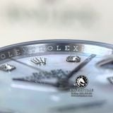 Đồng Hồ Rolex Datejust 36mm 126284MDJ Rep 1:1 Cao Cấp Vỏ Bạc Niềng Bezel Đính Đá Mặt Xà Cừ Trắng Cọc Số Đính Đá Dây Kim Loại Jubilee