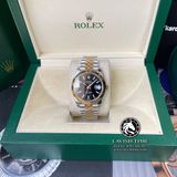 Đồng Hồ Rolex Datejust 41mm 126333-0014 Rep 1:1 Cao Cấp Vỏ Demi Vàng Kim Mặt Đen Cọc Số Vạch Dây Kim Loại Jubilee