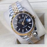 Đồng Hồ Rolex Datejust 41mm 126333-0014 Rep 1:1 Cao Cấp Vỏ Demi Vàng Kim Mặt Đen Cọc Số Vạch Dây Kim Loại Jubilee