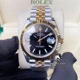 Đồng Hồ Rolex Datejust 41mm 126333-0014 Rep 1:1 Cao Cấp Vỏ Demi Vàng Kim Mặt Đen Cọc Số Vạch Dây Kim Loại Jubilee