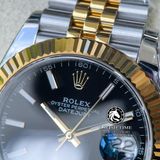 Đồng Hồ Rolex Datejust 41mm 126333-0014 Rep 1:1 Cao Cấp Vỏ Demi Vàng Kim Mặt Đen Cọc Số Vạch Dây Kim Loại Jubilee