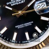 Đồng Hồ Rolex Datejust 41mm 126333-0014 Rep 1:1 Cao Cấp Vỏ Demi Vàng Kim Mặt Đen Cọc Số Vạch Dây Kim Loại Jubilee