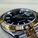 Đồng Hồ Rolex Datejust 41mm 126333-0014 Rep 1:1 Cao Cấp Vỏ Demi Vàng Kim Mặt Đen Cọc Số Vạch Dây Kim Loại Jubilee