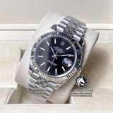 Đồng Hồ Rolex Datejust 41mm 126334-0018 Rep 1:1 Cao Cấp Vỏ Bạc Mặt Đen Cọc Số Vạch Dây Kim Loại Jubilee