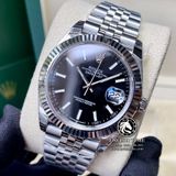 Đồng Hồ Rolex Datejust 41mm 126334-0018 Rep 1:1 Cao Cấp Vỏ Bạc Mặt Đen Cọc Số Vạch Dây Kim Loại Jubilee
