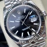 Đồng Hồ Rolex Datejust 41mm 126334-0018 Rep 1:1 Cao Cấp Vỏ Bạc Mặt Đen Cọc Số Vạch Dây Kim Loại Jubilee