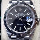 Đồng Hồ Rolex Datejust 41mm 126334-0018 Rep 1:1 Cao Cấp Vỏ Bạc Mặt Đen Cọc Số Vạch Dây Kim Loại Jubilee