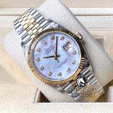 Đồng Hồ Rolex Datejust 36mm 126233MDJ Rep 1:1 Cao Cấp Vỏ Demi Vàng Kim Mặt Xà Cừ Trắng Cọc Số Đính Đá Dây Kim Loại Jubilee