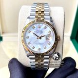 Đồng Hồ Rolex Datejust 36mm 126233MDJ Rep 1:1 Cao Cấp Vỏ Demi Vàng Kim Mặt Xà Cừ Trắng Cọc Số Đính Đá Dây Kim Loại Jubilee