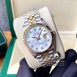 Đồng Hồ Rolex Datejust 36mm 126233MDJ Rep 1:1 Cao Cấp Vỏ Demi Vàng Kim Mặt Xà Cừ Trắng Cọc Số Đính Đá Dây Kim Loại Jubilee