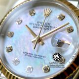 Đồng Hồ Rolex Datejust 36mm 126233MDJ Rep 1:1 Cao Cấp Vỏ Demi Vàng Kim Mặt Xà Cừ Trắng Cọc Số Đính Đá Dây Kim Loại Jubilee