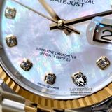Đồng Hồ Rolex Datejust 36mm 126233MDJ Rep 1:1 Cao Cấp Vỏ Demi Vàng Kim Mặt Xà Cừ Trắng Cọc Số Đính Đá Dây Kim Loại Jubilee