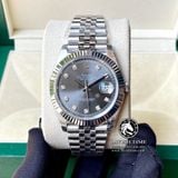 Đồng Hồ Rolex Datejust 41mm 126334-0006 Rep 1:1 Cao Cấp Vỏ Bạc Mặt Xám Cọc Số Đá Dây Kim Loại Jubilee