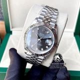 Đồng Hồ Rolex Datejust 41mm 126334-0006 Rep 1:1 Cao Cấp Vỏ Bạc Mặt Xám Cọc Số Đá Dây Kim Loại Jubilee