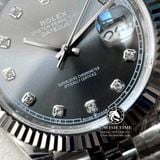 Đồng Hồ Rolex Datejust 41mm 126334-0006 Rep 1:1 Cao Cấp Vỏ Bạc Mặt Xám Cọc Số Đá Dây Kim Loại Jubilee