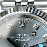 Đồng Hồ Rolex Datejust 41mm 126334-0006 Rep 1:1 Cao Cấp Vỏ Bạc Mặt Xám Cọc Số Đá Dây Kim Loại Jubilee