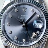 Đồng Hồ Rolex Datejust 41mm 126334-0006 Rep 1:1 Cao Cấp Vỏ Bạc Mặt Xám Cọc Số Đá Dây Kim Loại Jubilee