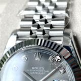 Đồng Hồ Rolex Datejust 41mm 126334-0006 Rep 1:1 Cao Cấp Vỏ Bạc Mặt Xám Cọc Số Đá Dây Kim Loại Jubilee