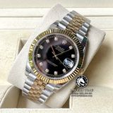 Đồng Hồ Rolex Datejust 41mm 126333-0006 Rep 1:1 Cao Cấp Vỏ Demi Vàng Kim Mặt Đen Cọc Số Đá Dây Kim Loại Jubilee