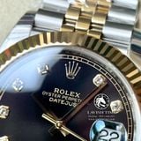 Đồng Hồ Rolex Datejust 41mm 126333-0006 Rep 1:1 Cao Cấp Vỏ Demi Vàng Kim Mặt Đen Cọc Số Đá Dây Kim Loại Jubilee
